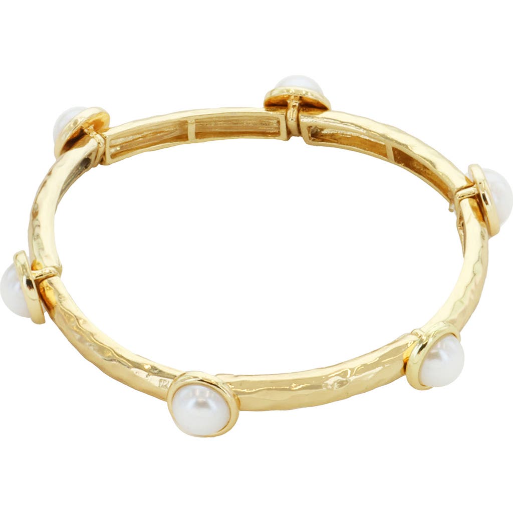 Panacea Faux Pearl Stretch Bangle Bracelet In White