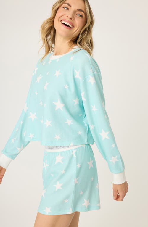 Pj Salvage Print Waffle Knit Short Pajamas In Blue