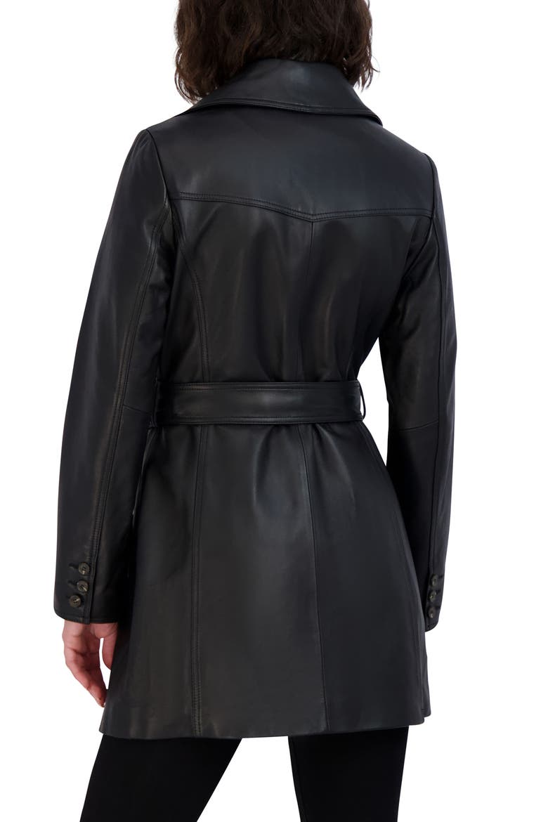 Nicole Leather Coat, Alternate, color, BLACK