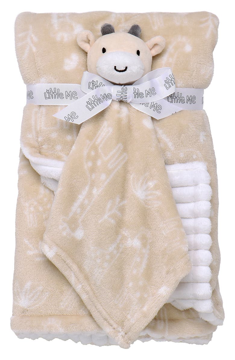 Little Me Lovey & Blanket Set, Main, color, Brown