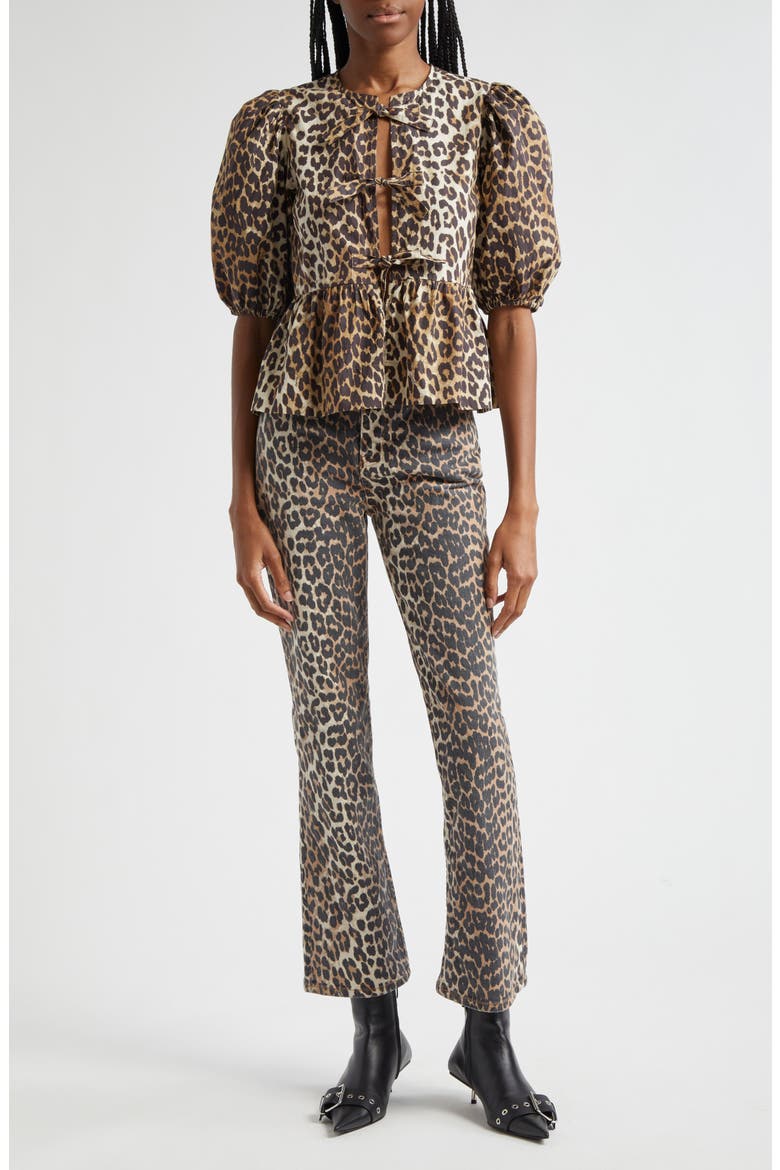 Betzy Leopard Stretch Organic Cotton Crop Jeans, Alternate, color, LEOPARD