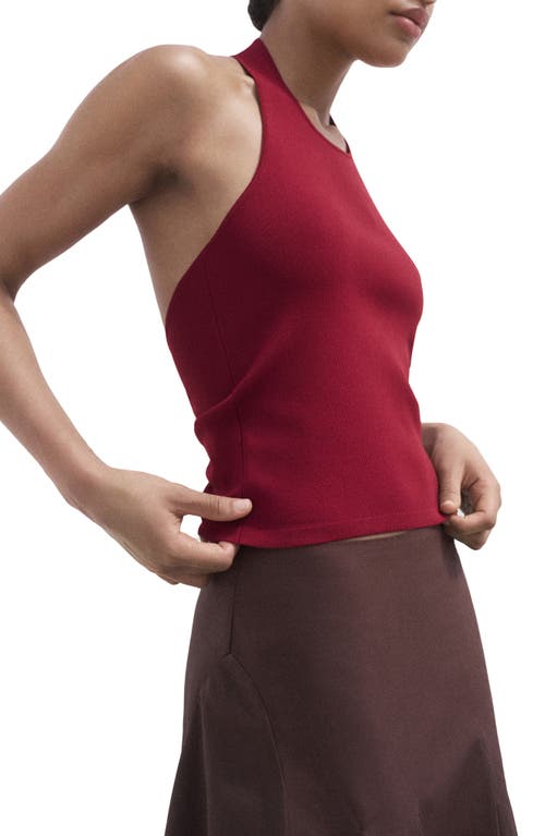Mango Knitted Top With Hoop Detail Wine In Burgundy