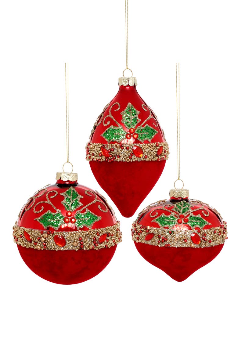 Holly Jewel Ornament, Box of 6, Main, color, Red
