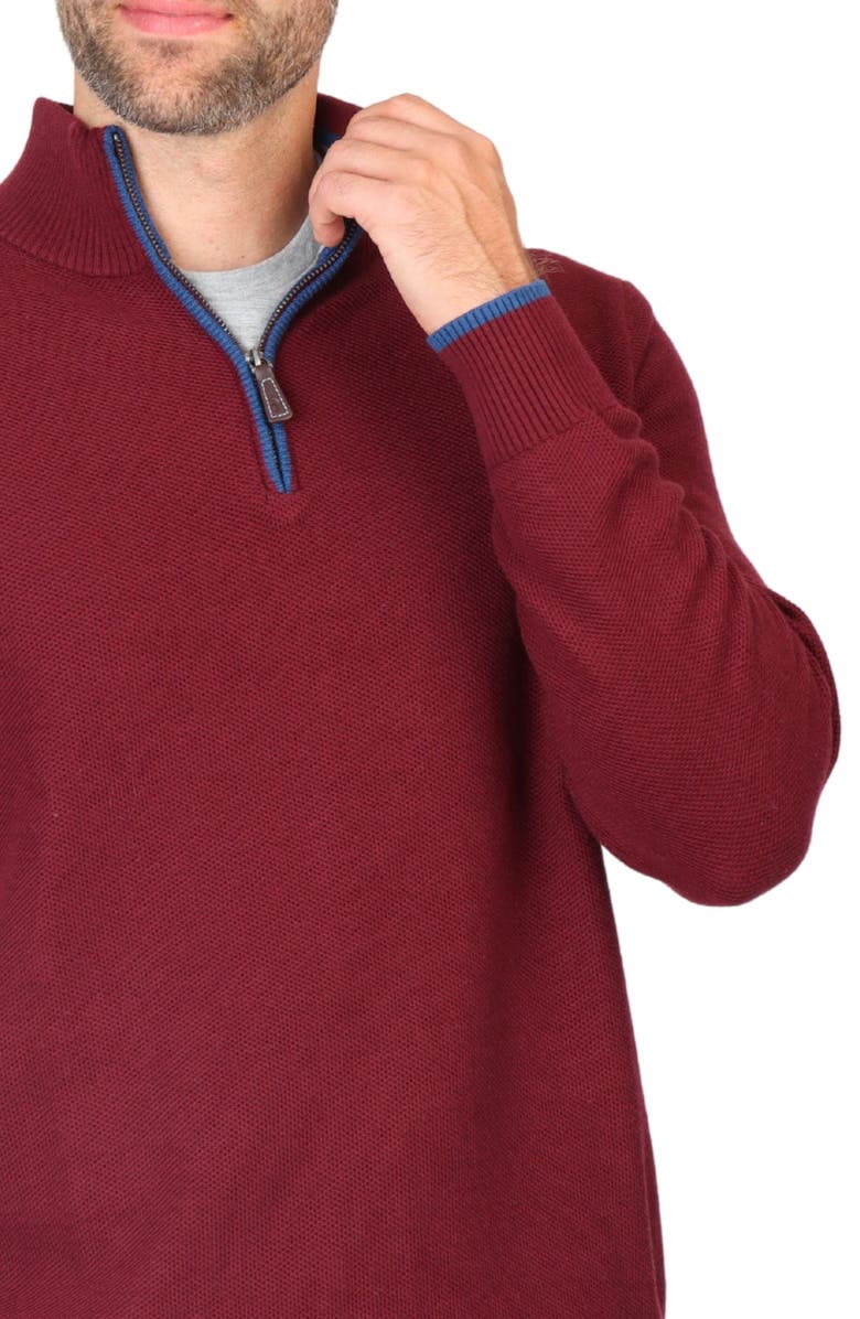 TailorByrd Waffle Knit Quarter Zip Sweater, Alternate, color, Burgundy