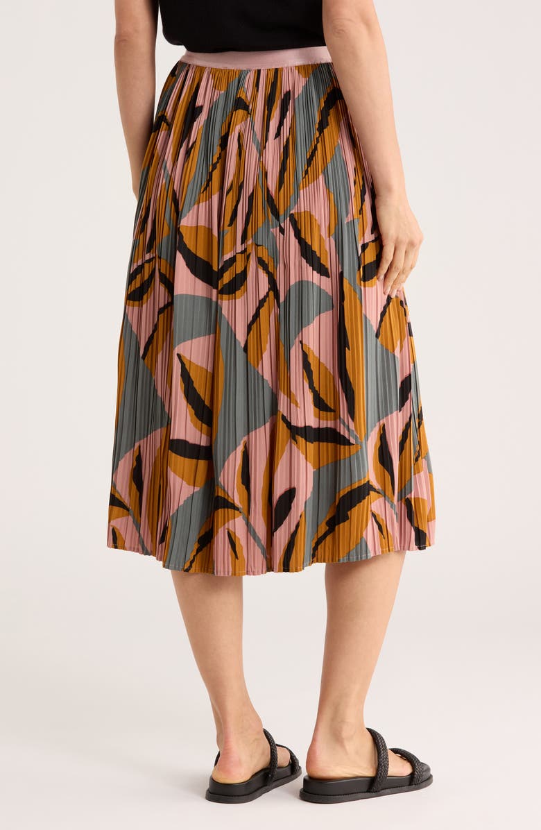 Adrianna Papell Pleated Midi Skirt, Alternate, color, Sea Green Painted Vine