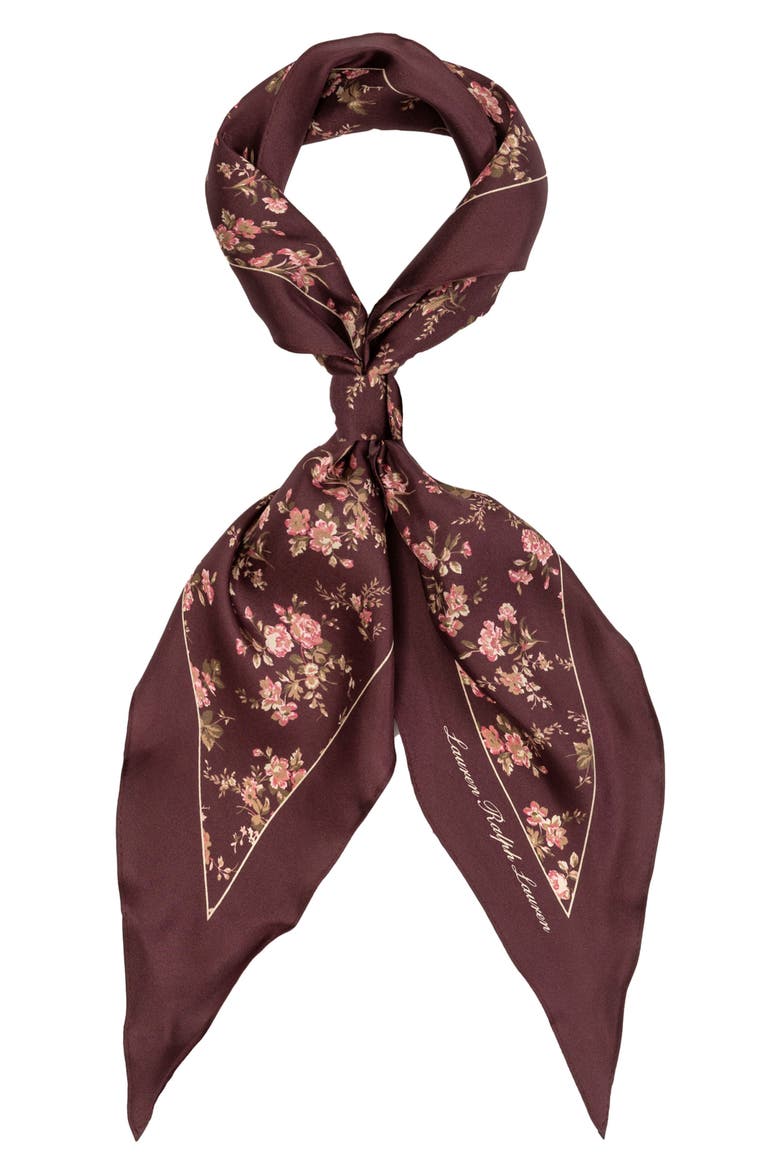 Floral Silk Large Diamond Scarf, Alternate, color, PINOT NOIR
