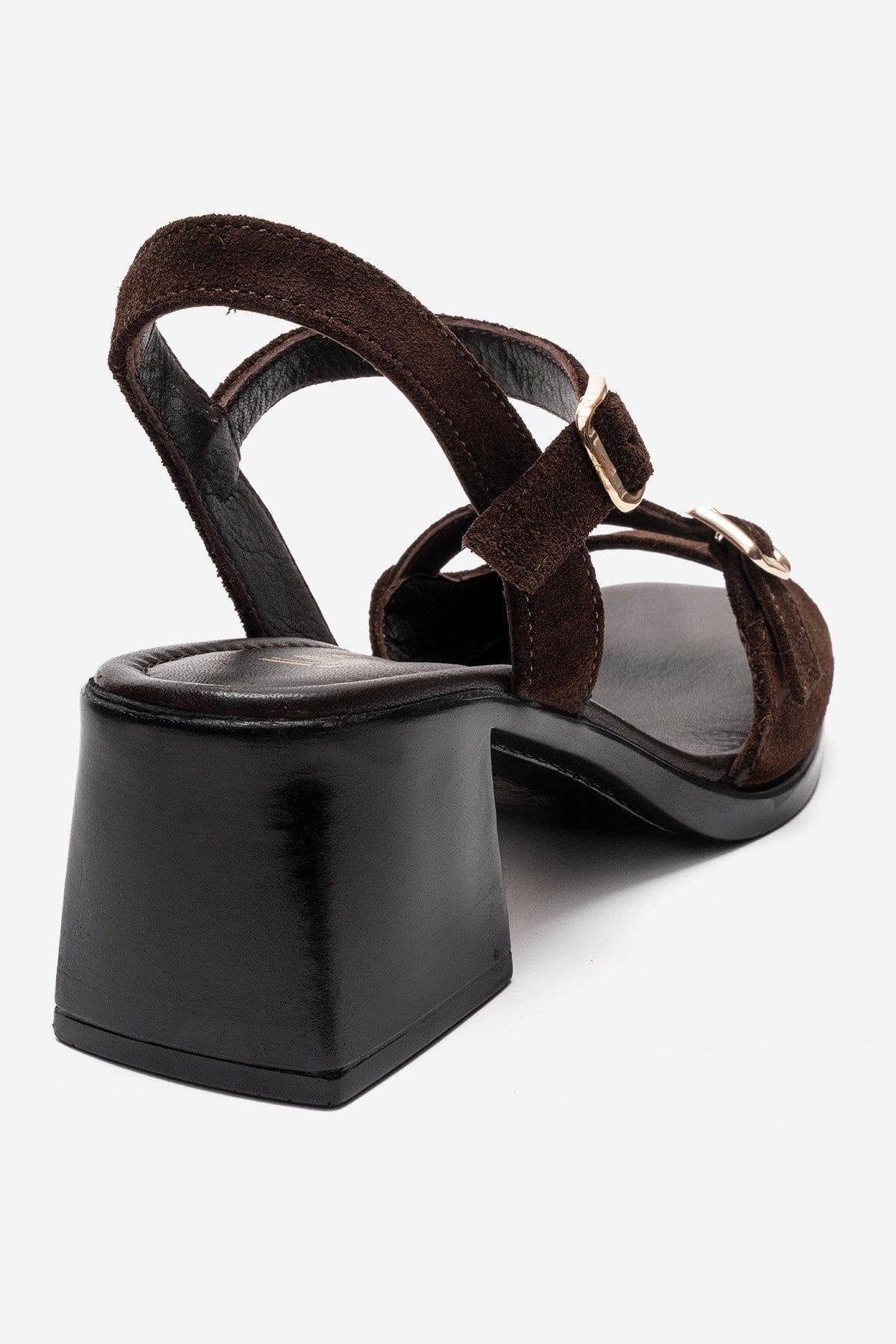 Forever & Always Shoes Yolen Leather Block Heel Sandal, Alternate, color, Brown Suede