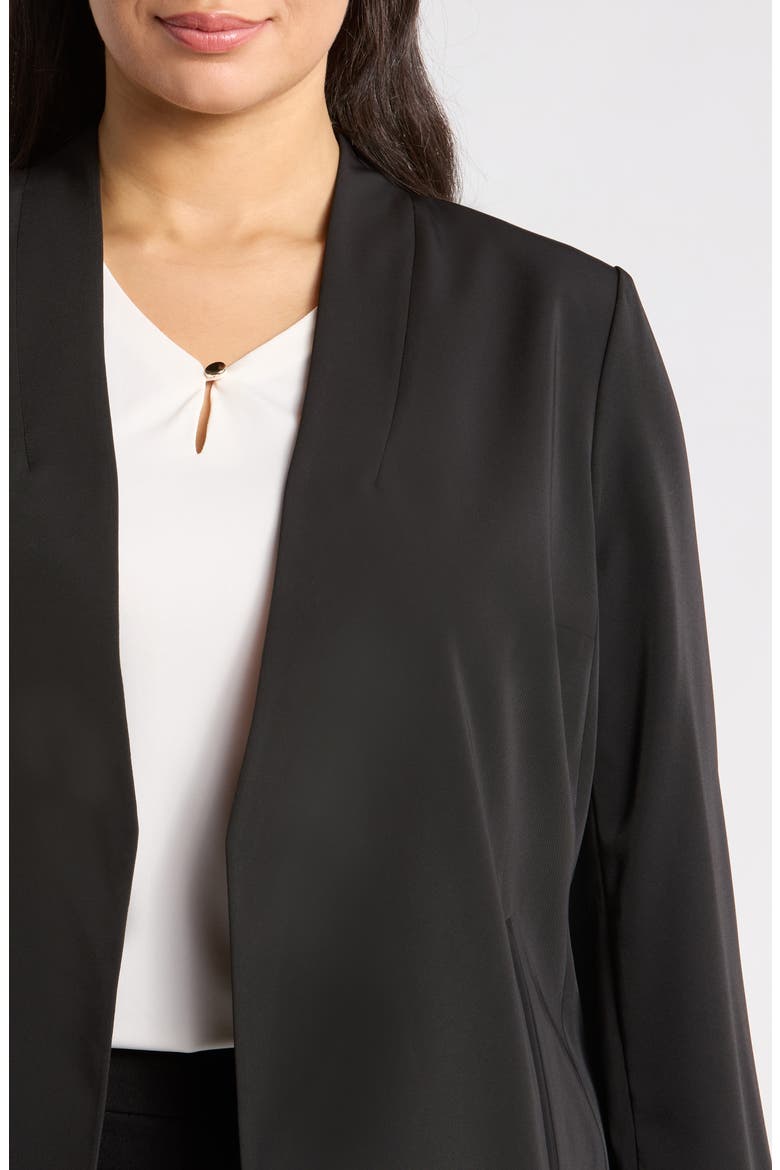 Collarless Gabardine Jacket, Alternate, color, ANNE BLACK