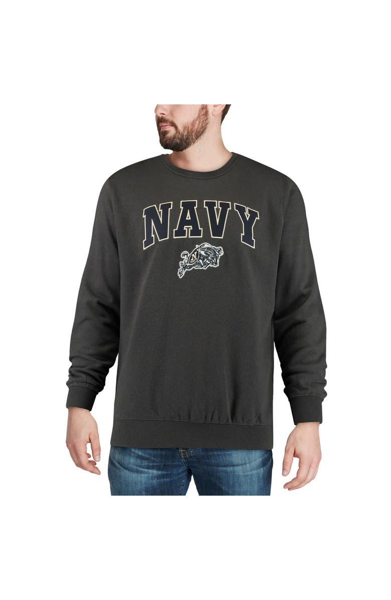 COLOSSEUM Men's Colosseum Charcoal Navy Midshipmen Arch & Logo Crew Neck Sweatshirt, Alternate, color, Charcoal