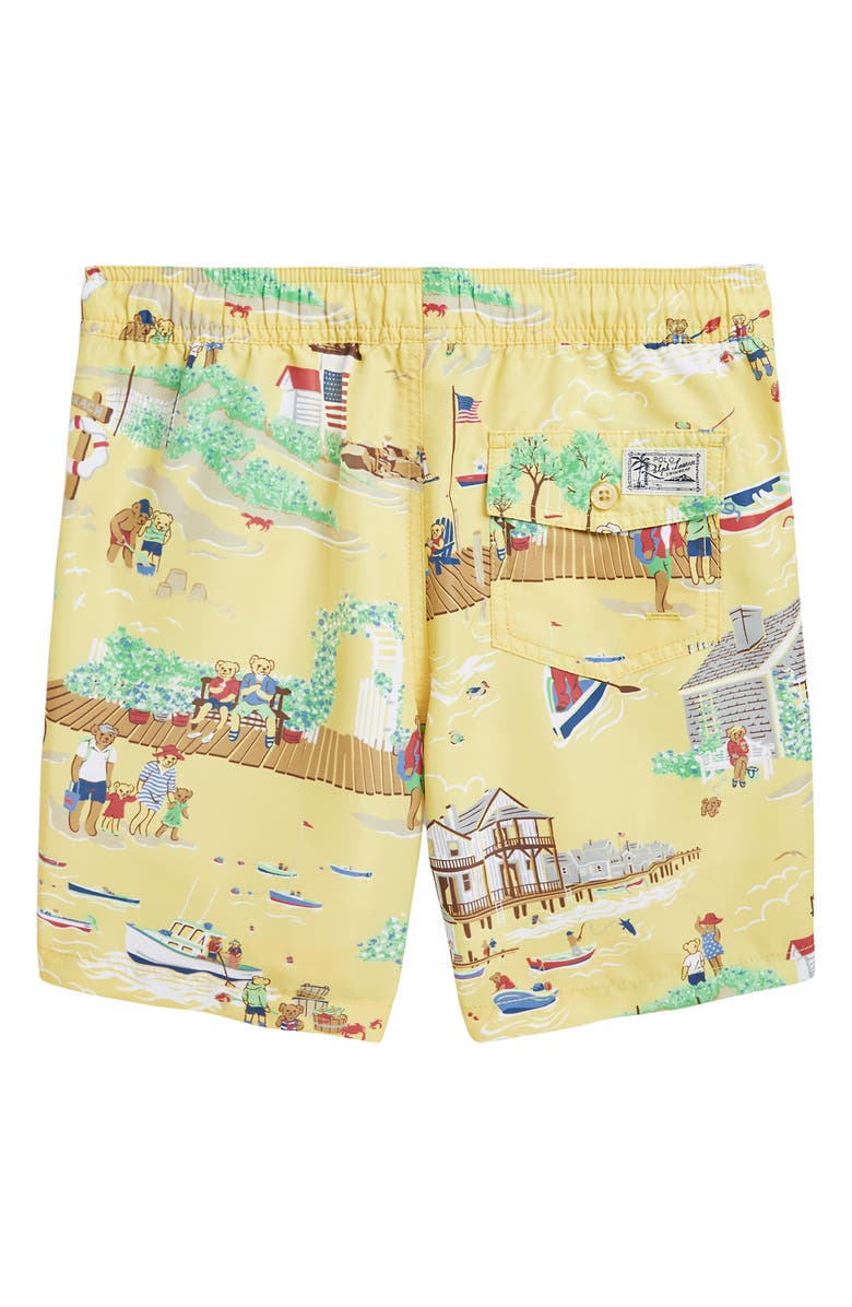 Polo Ralph Lauren Kids' Traveler Polo Bear Print Recycled Polyester Swim Trunks, Alternate, color, 
