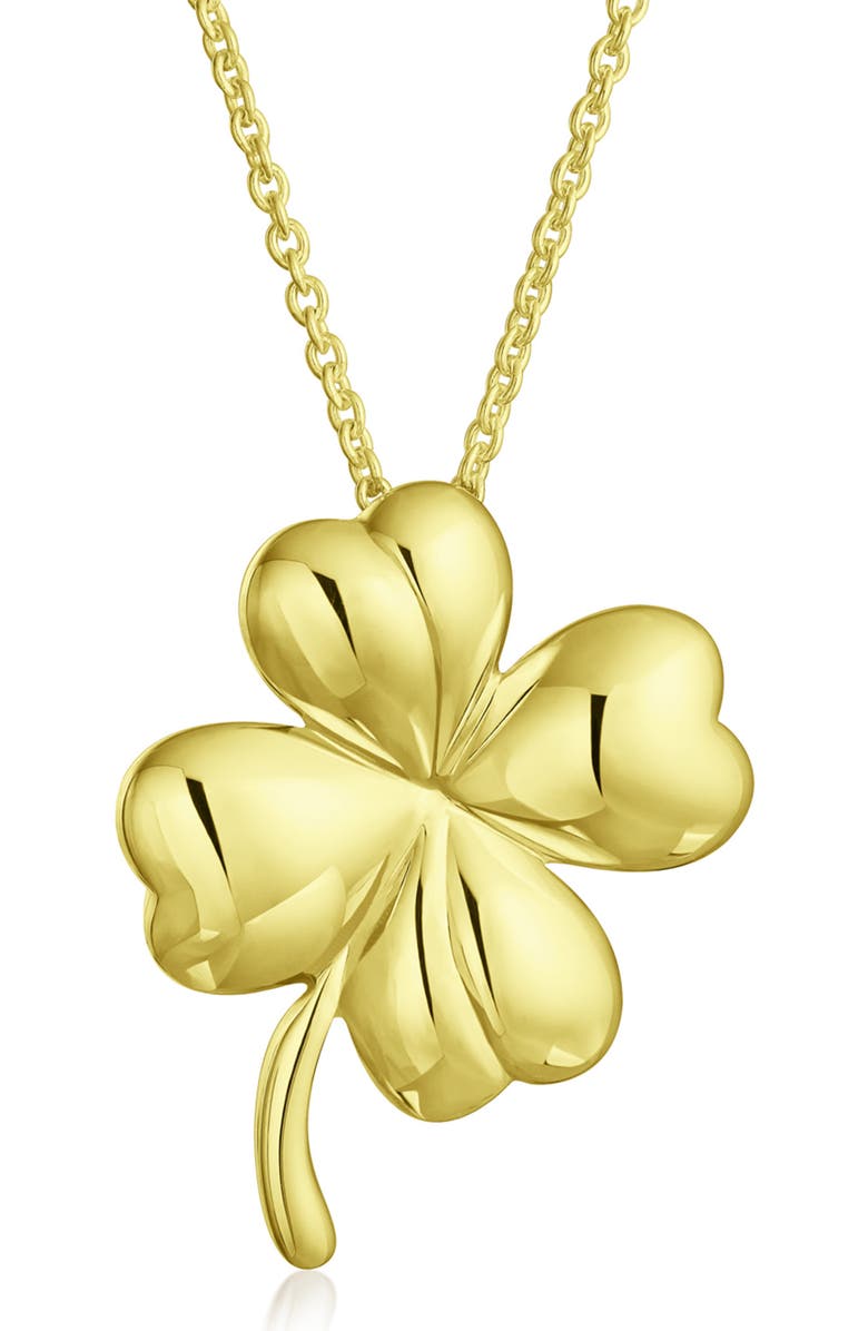BLING JEWELRY Four Leaf Clover Pendant Necklace, Main, color, Gold