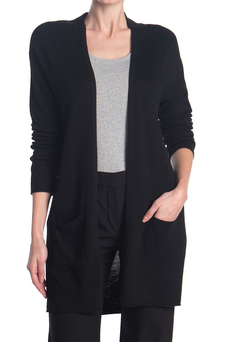 Open Front Cardigan, Main, color, BLACK