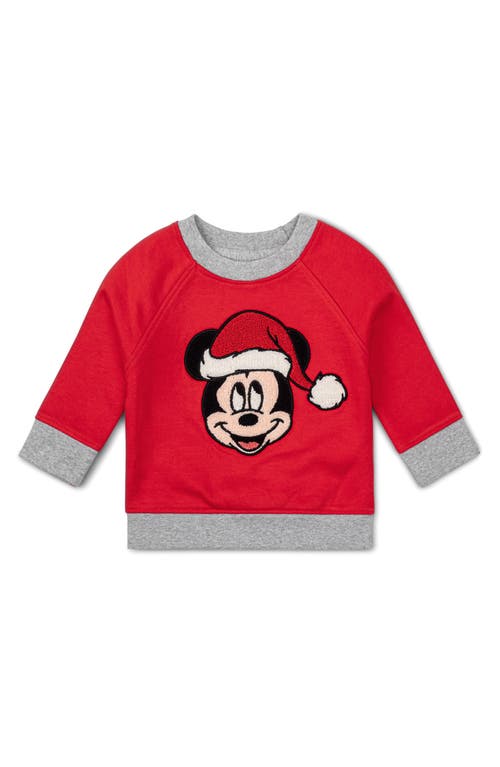 Monica + Andy Mickey Mouse Organic Cotton Sweatshirt in Red W/Mickey Embroidery 