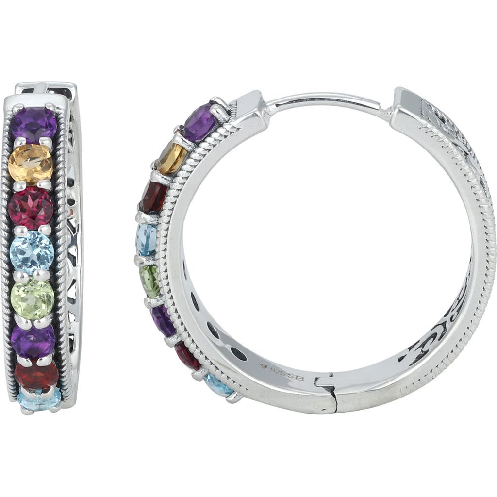 Samuel B. Silver 2.20 Ct. Tw. Gemstone Hoops In Silver Multi