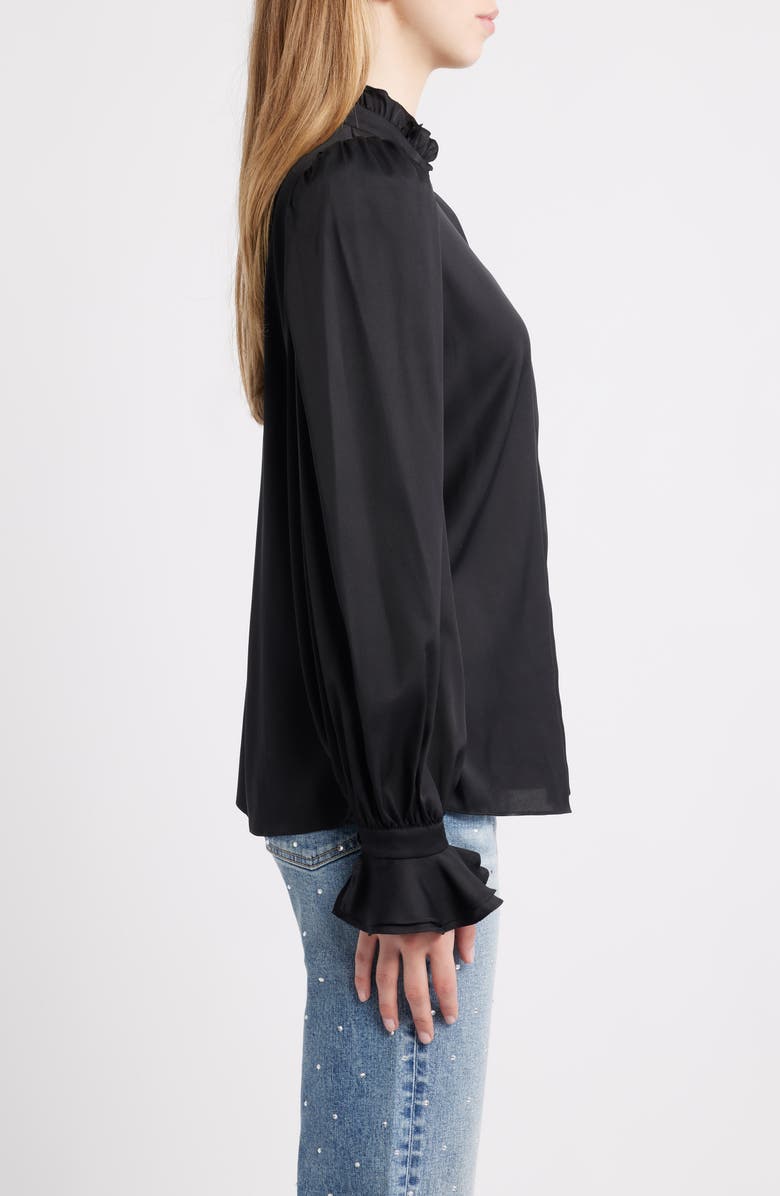 KOBI HALPERIN Harley Ruffle Puff Shoulder Stretch Silk Shirt, Alternate, color,