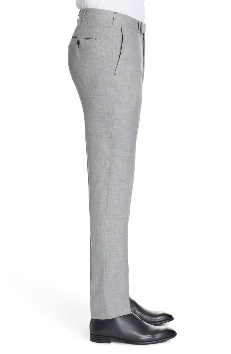 ZEGNA Ermenegildo Zegna Trofeo Flat Front Solid Wool Blend Dress Pants, Alternate, color,