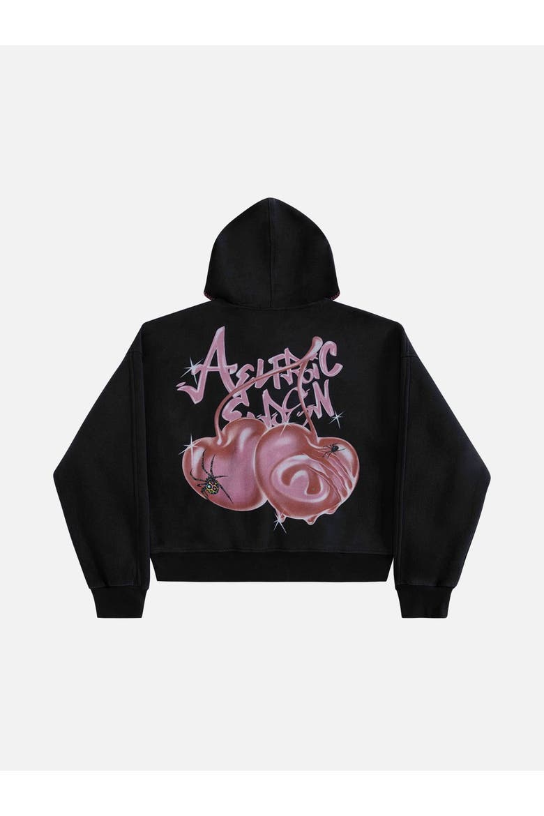 Boxy Spider Cherry Hoodie, Alternate, color, Black