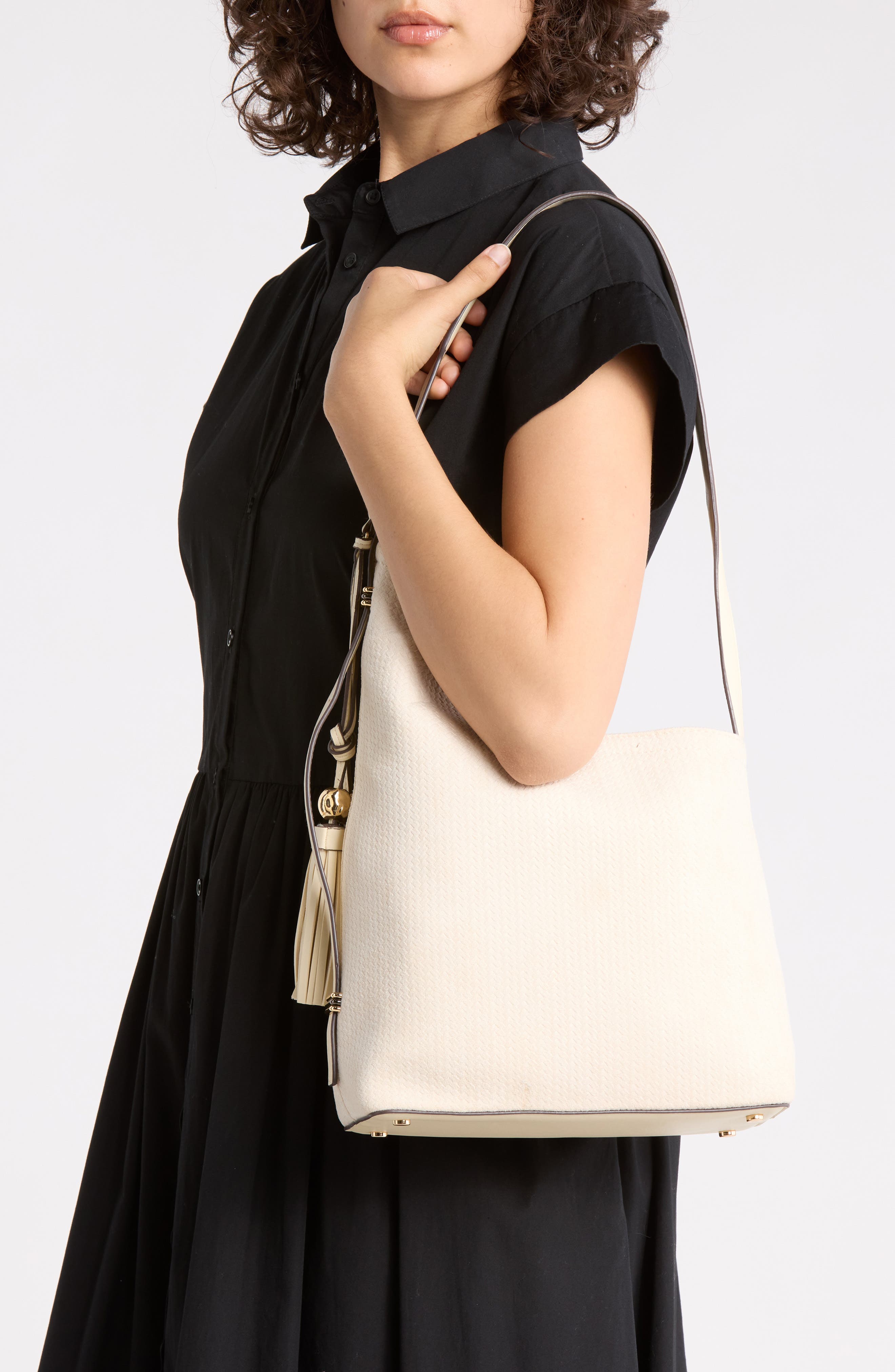 Fawn Shoulder Bag, Alternate, color, COTTON DEBOSS SUEDE