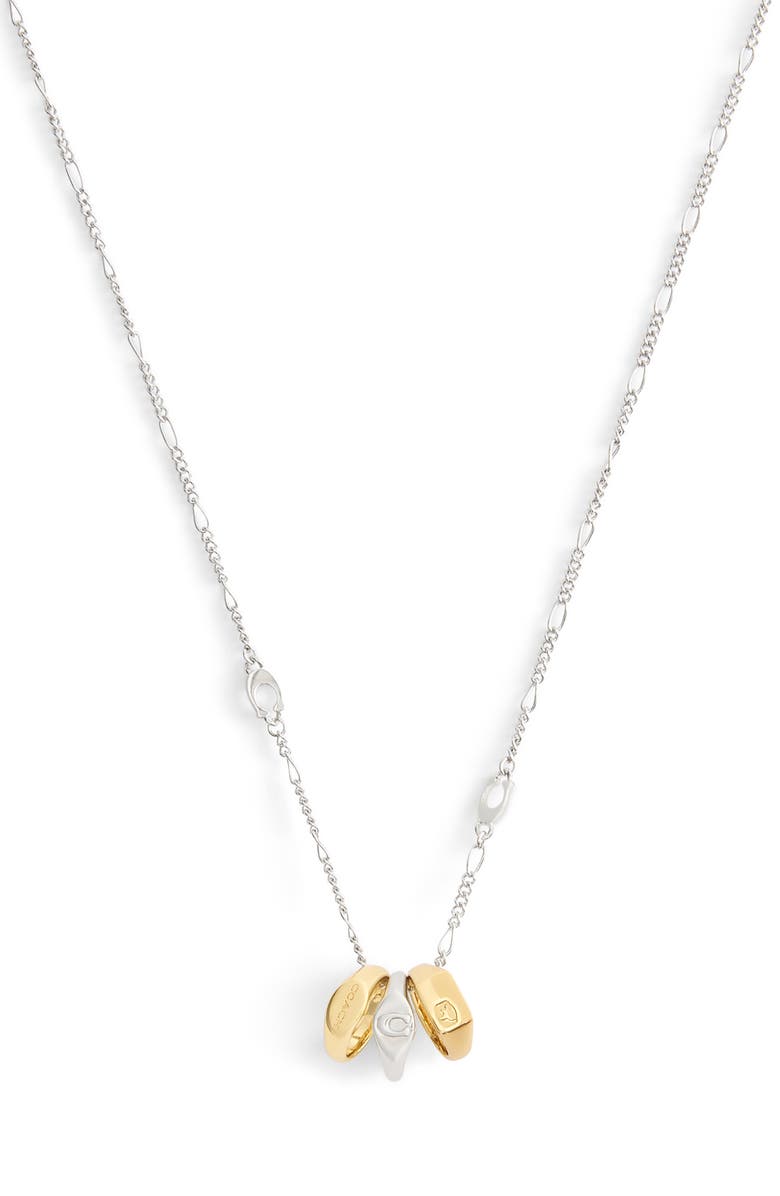 COACH Rondelle Signet Pendant Necklace, Main, color, Two Tone