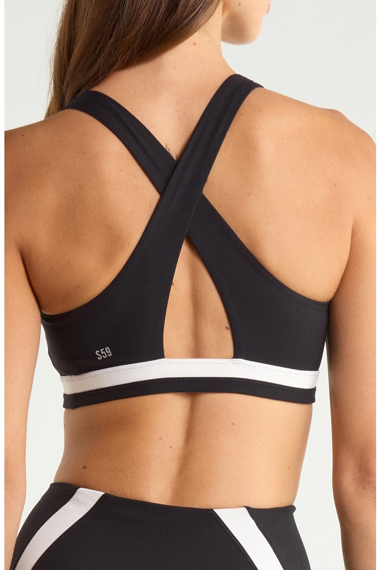 Miles Rigor Medium Impact Sports Bra, Alternate, color, BLACK/ WHITE