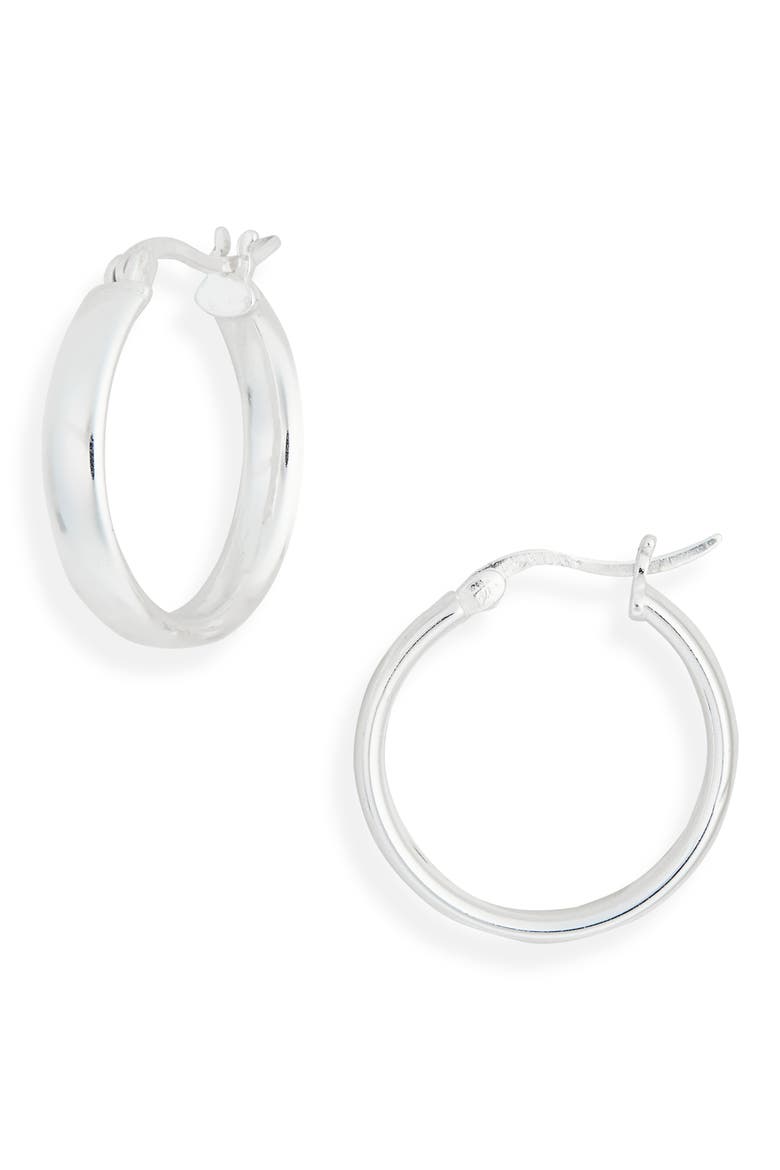 Sterling Silver Tube Hoop Earrings, Main, color, SILVER
