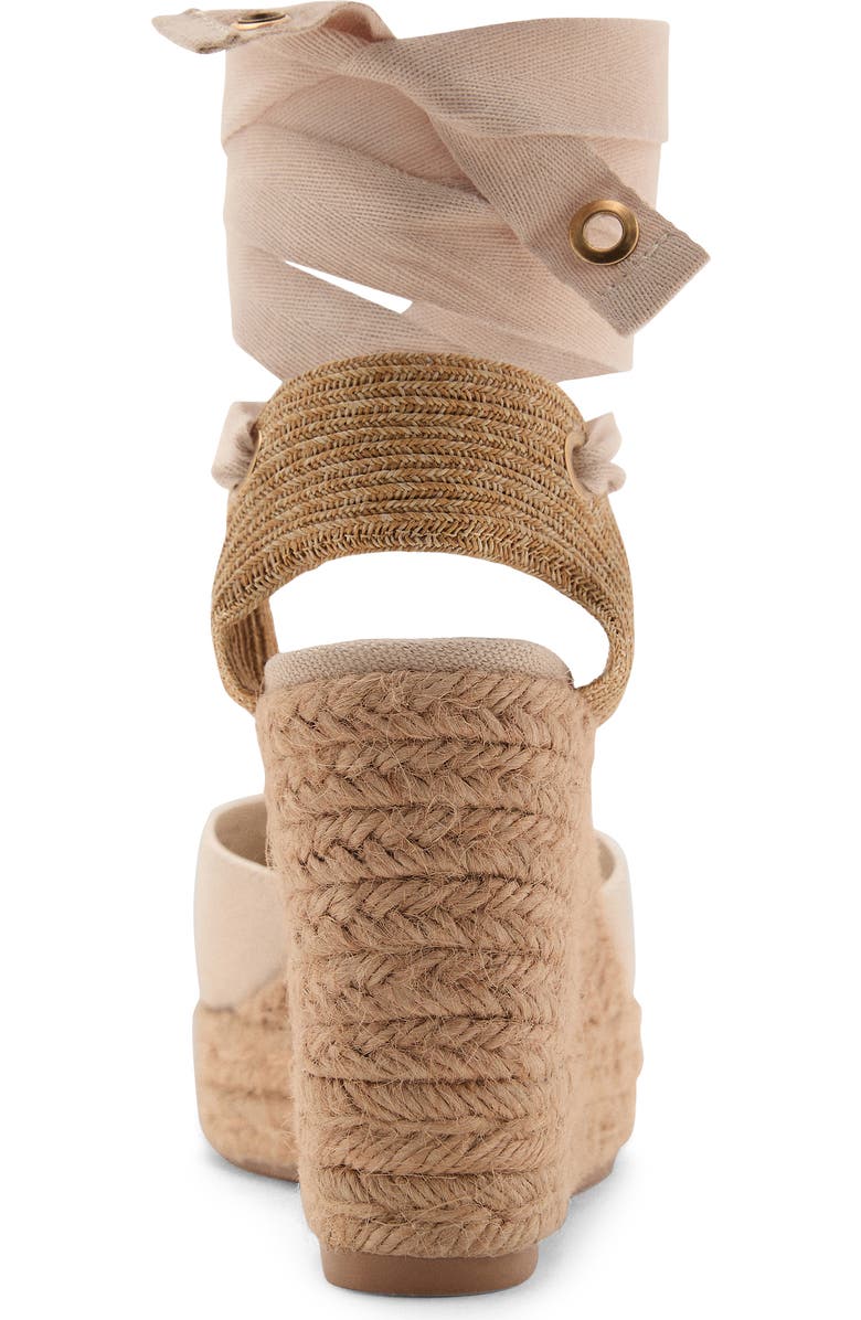 MANGO Ankle Wrap Platform Wedge Espadrille, Alternate, color, Ecru