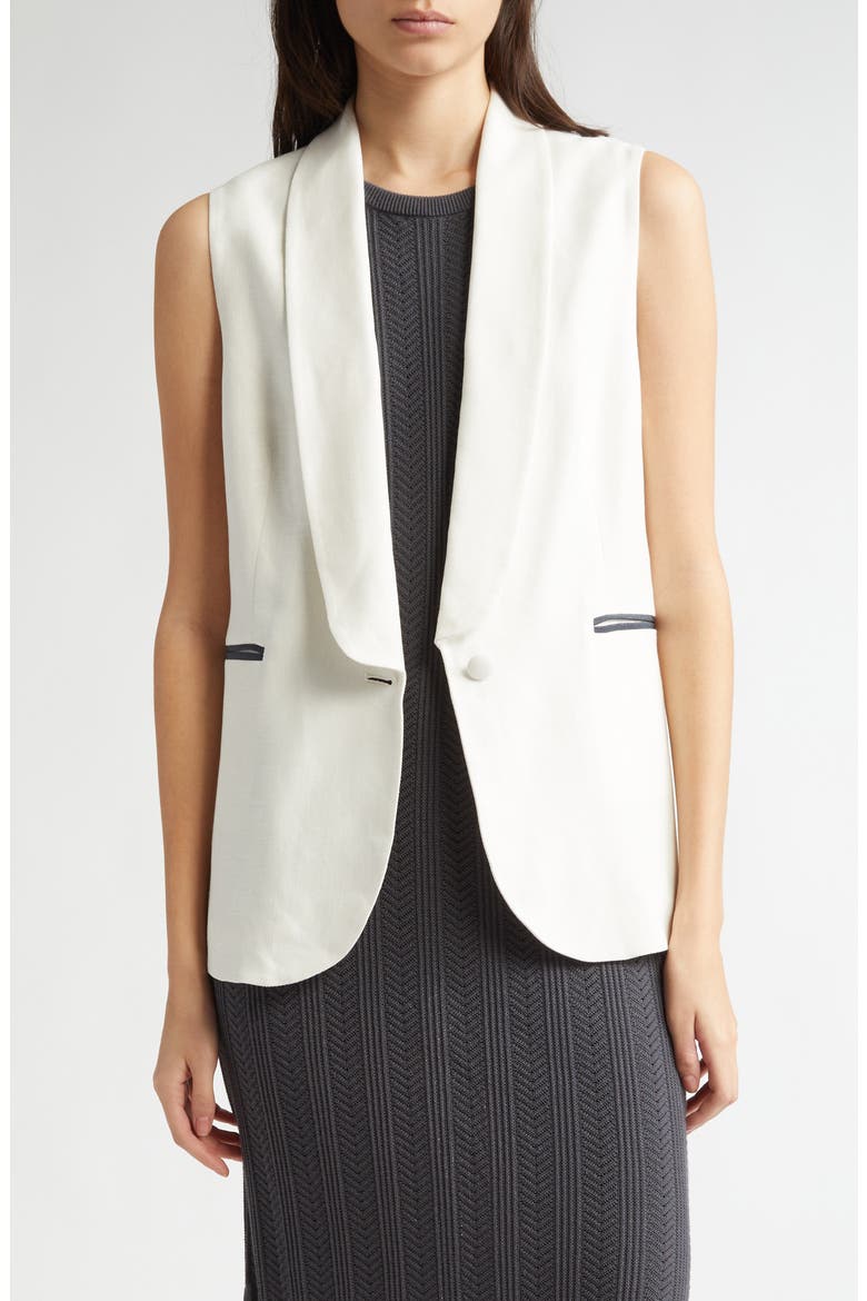 Shawl Collar Vest, Main, color, WHITE
