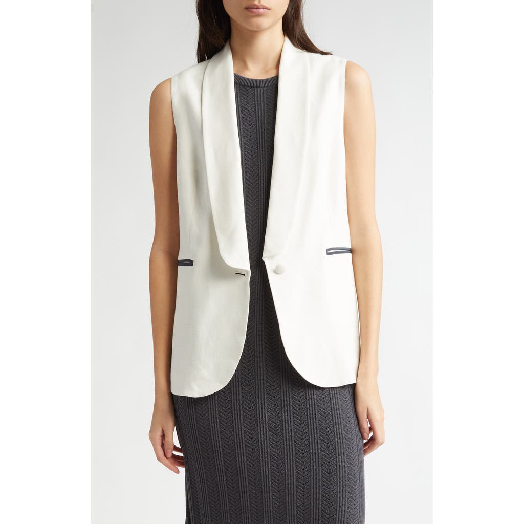 Eleventy Shawl Collar Vest In White