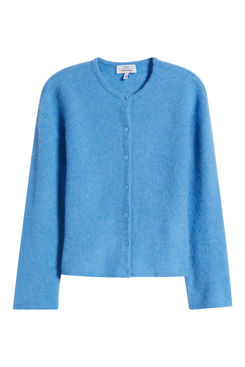 Alpaca & Wool Blend Cardigan, Alternate, color, BRIGHT BLUE