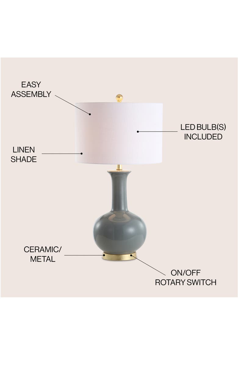 JONATHAN Y Brussels 27" Contemporary Transitional Ceramic/Metal LED Table Lamp, Alternate, color, Gray