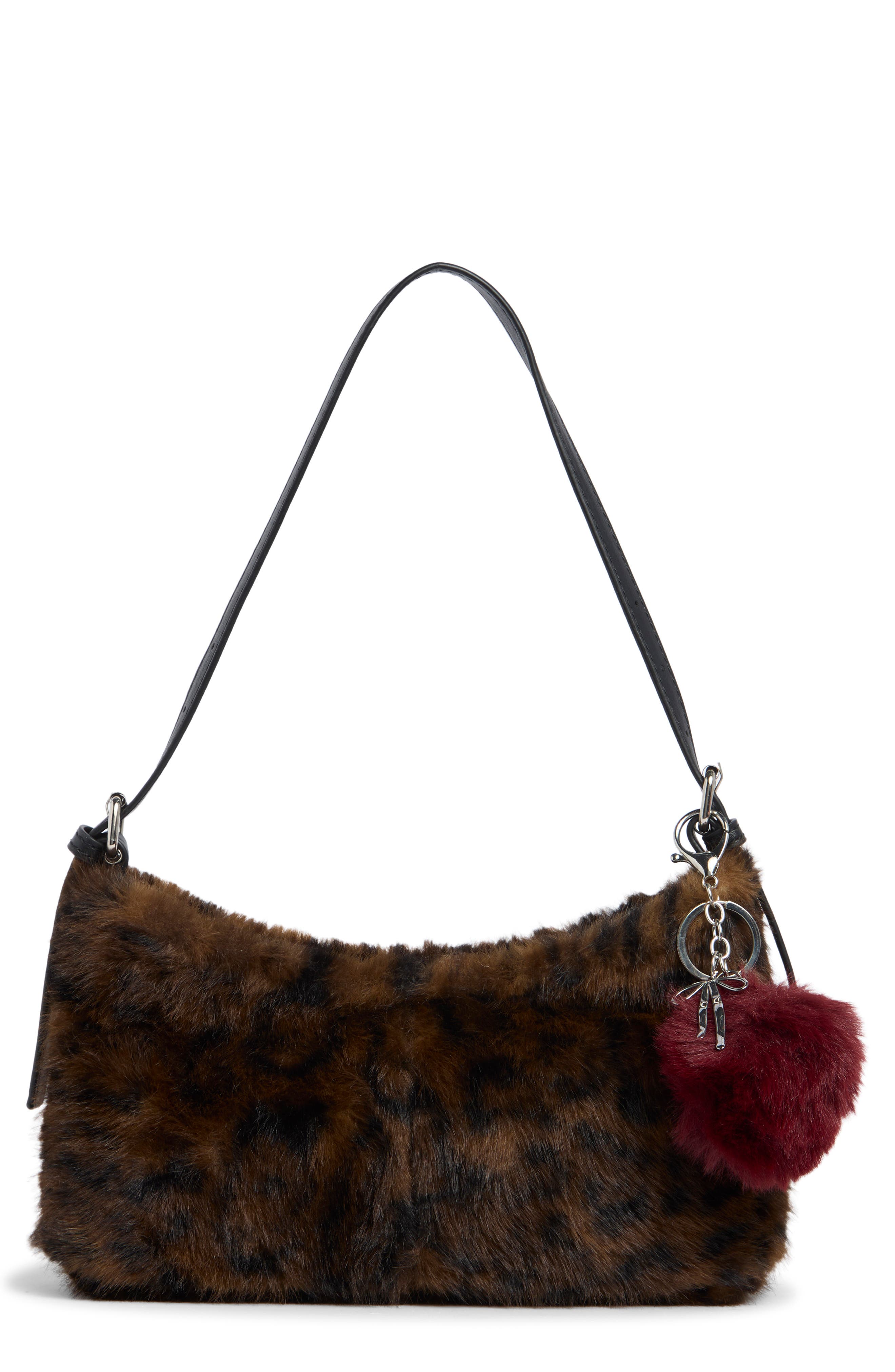 Faux Fur Baguette Shoulder Bag
