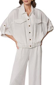 Donna Karan New York Dolman Roll Tab Front Button Top