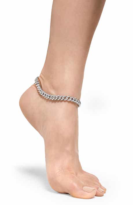 Adornia Crystal Pavé Curb Link Chain Anklet