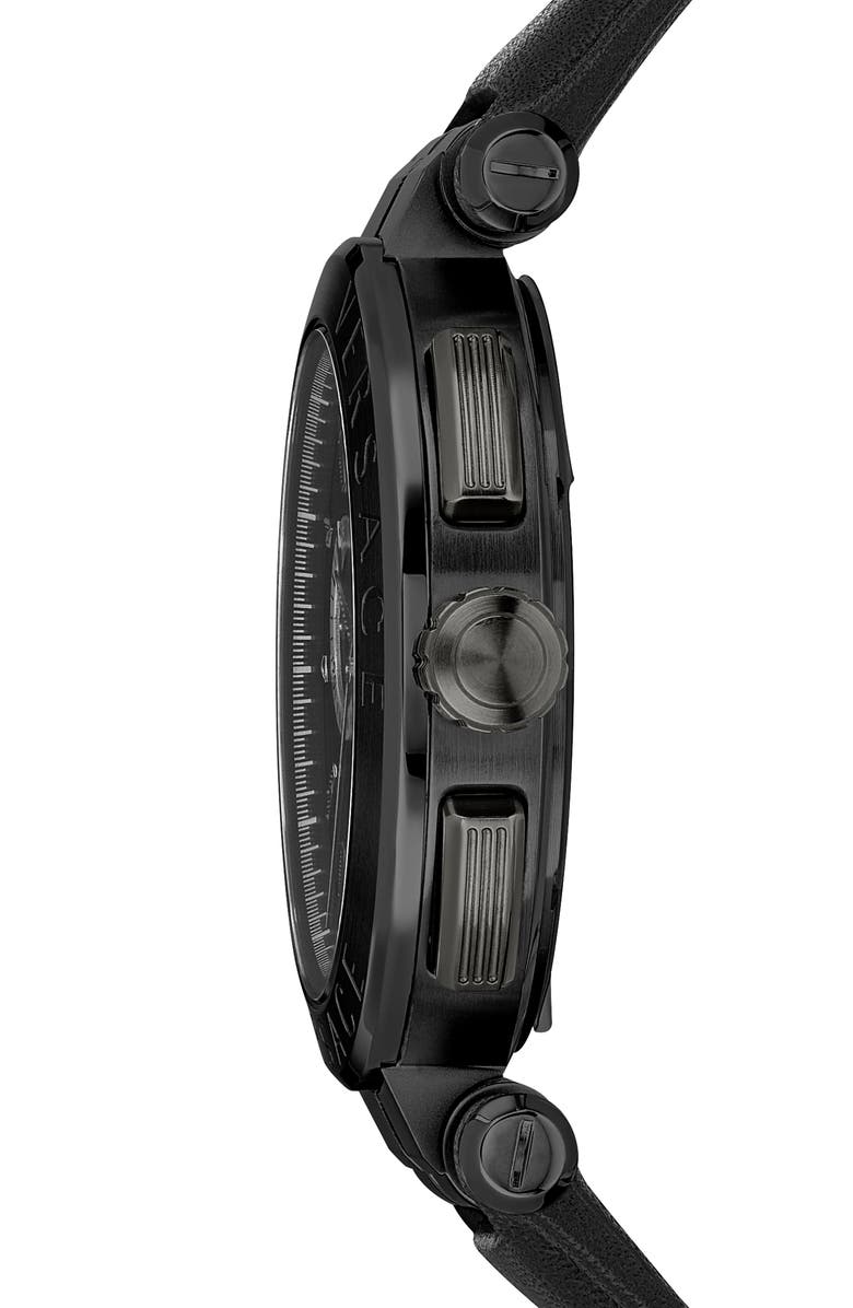 Versace Aion Chronograph Leather Strap Watch, 45mm, Alternate, color,