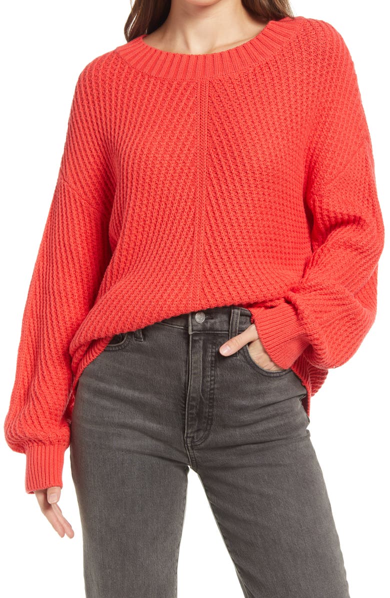 Treasure & Bond Tuck Stitch Cotton Sweater, Main, color,