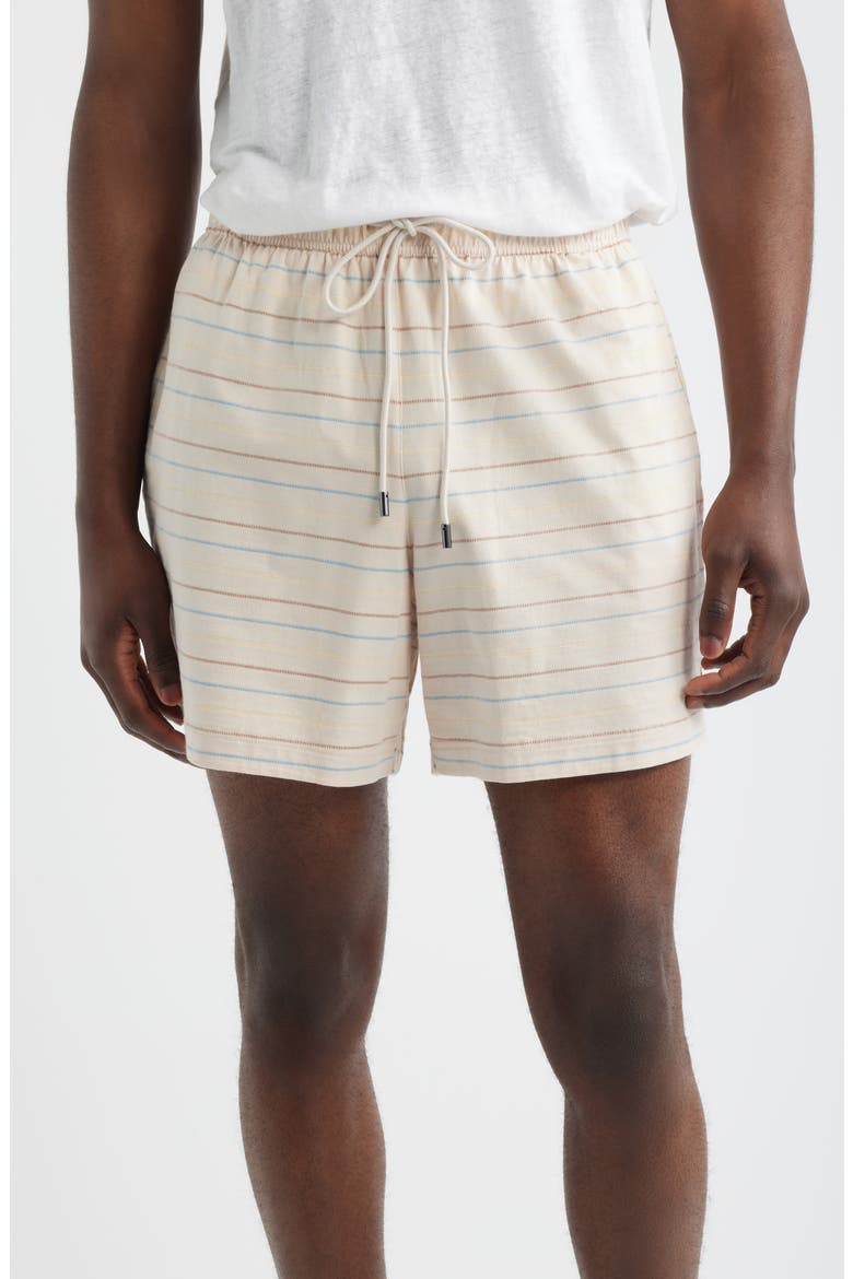 Washed Stripe Cotton Lounge Shorts, Main, color, SAND STRIPE