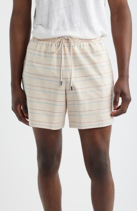 Washed Stripe Cotton Lounge Shorts