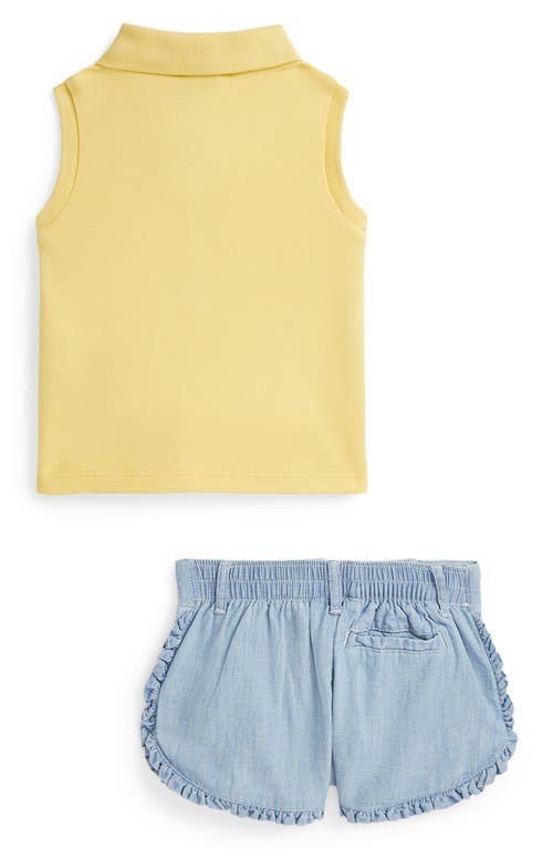 Polo Ralph Lauren Ralph Lauren Cotton Polo & Ruffle Shorts Set In Banana Peel
