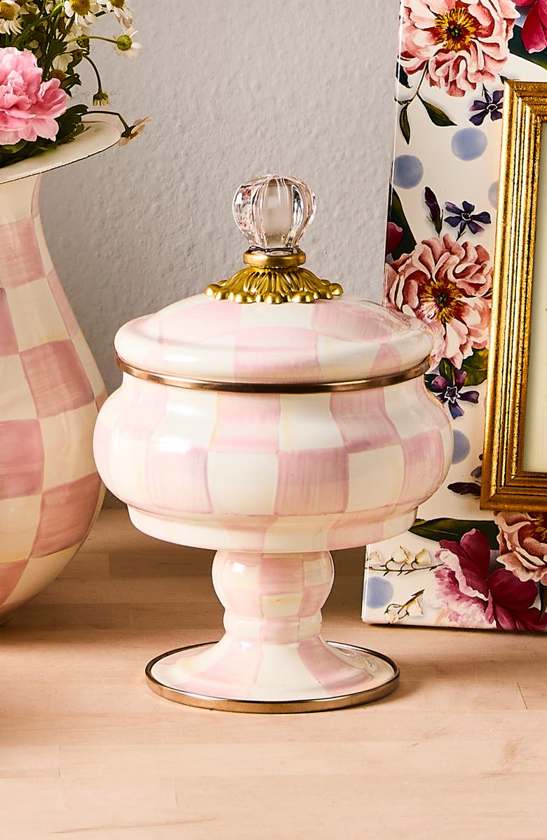 MACKENZIE CHILDS Rosy Check Enameled Steel Curiosity Pot, Alternate, color, Rosy