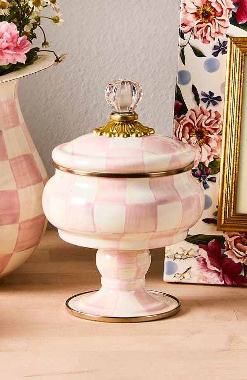 Mackenzie-childs Mackenzie Childs Rosy Check Enameled Steel Curiosity Pot In Pink