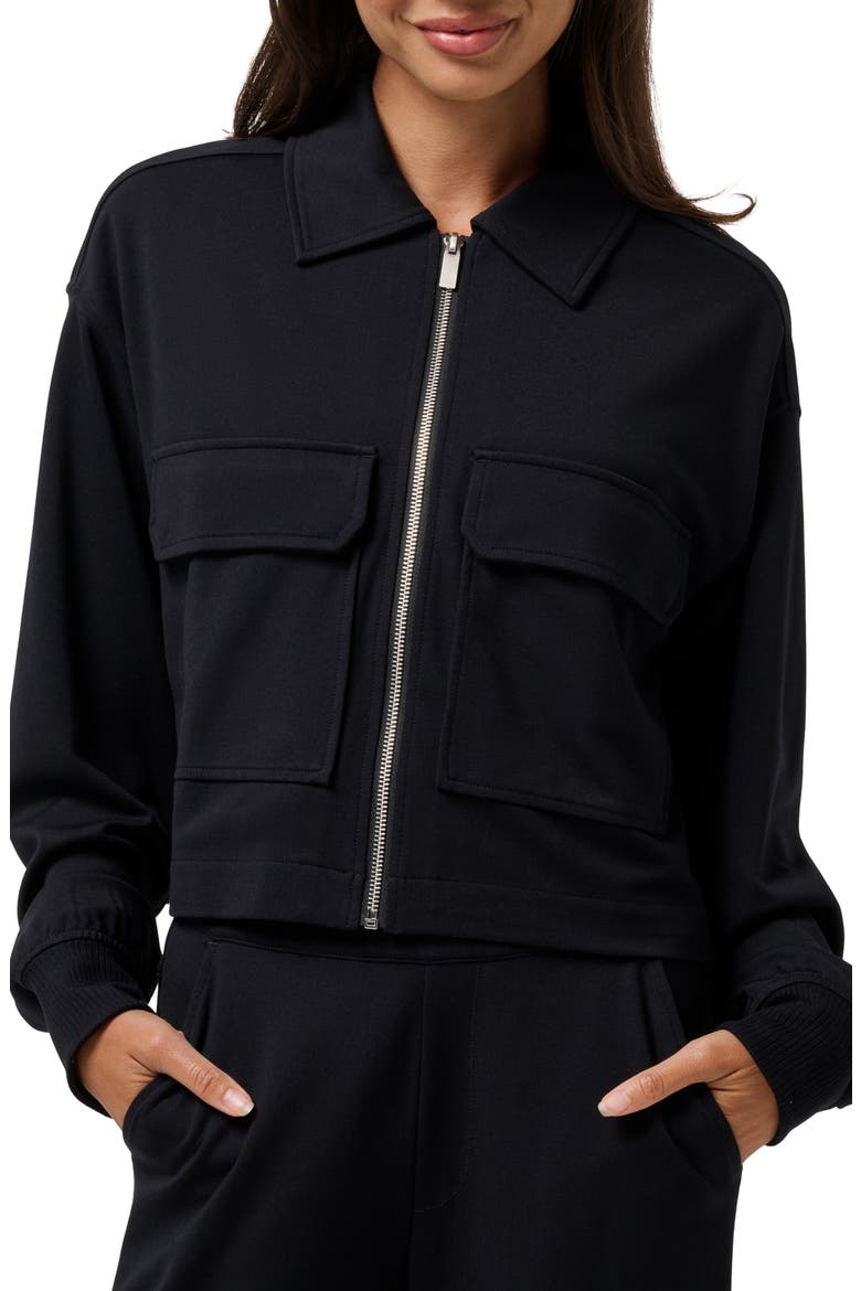 Friday Ponte Utility Jacket, Main, color, BLACK