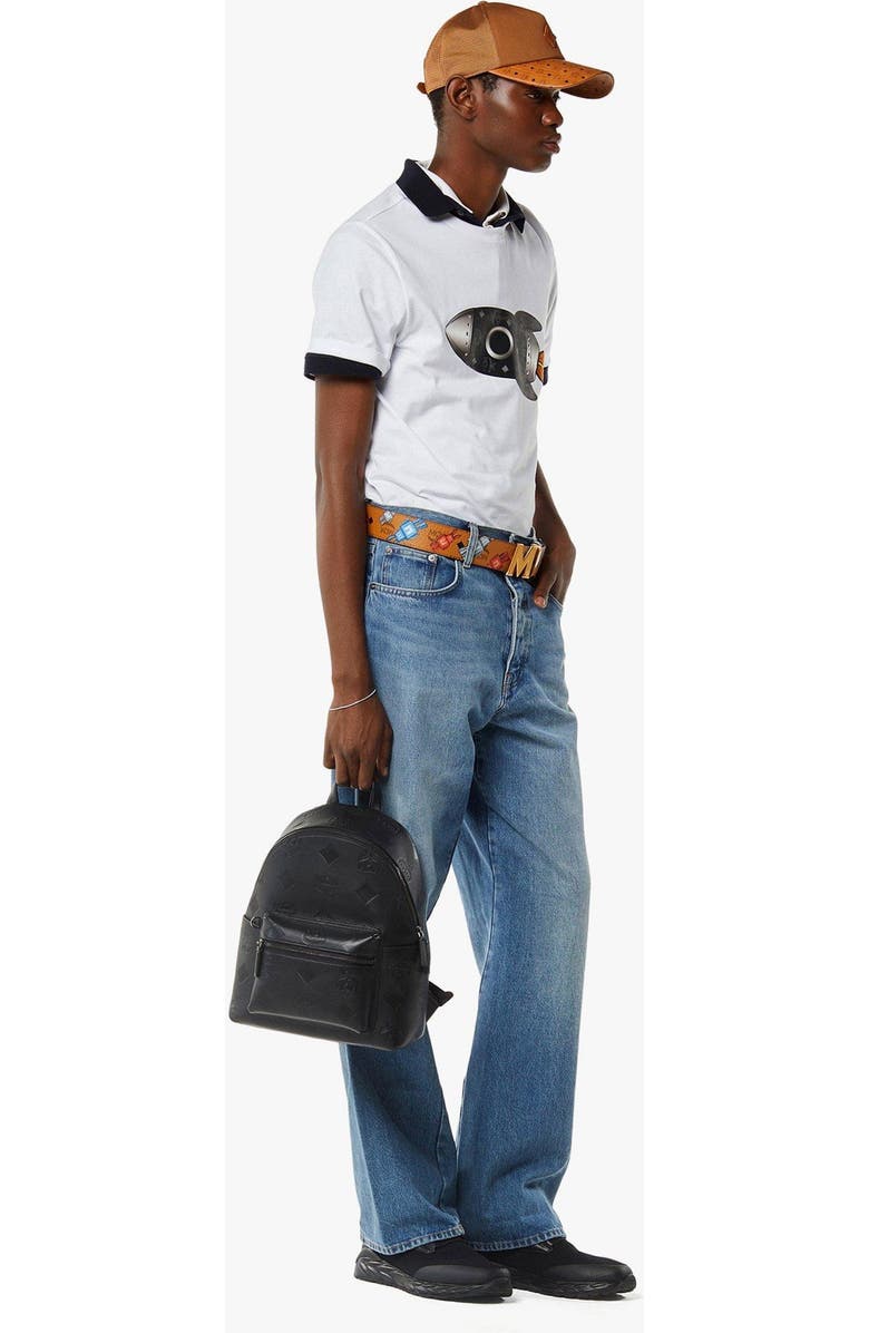 MCM Small Stark Backpack in Maxi Monogram Leather, Alternate, color, Black