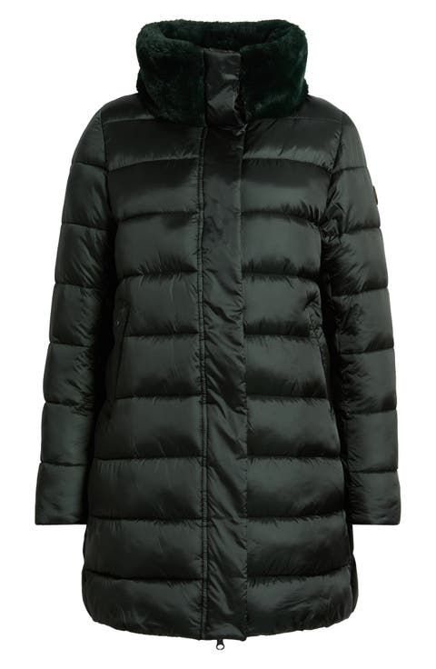 Dalea Faux Fur Collar Longline Puffer Jacket