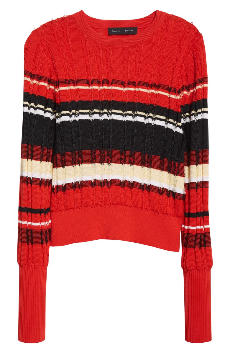 Proenza Schouler Stripe Fil Coupé Crop Sweater, Alternate, color, 