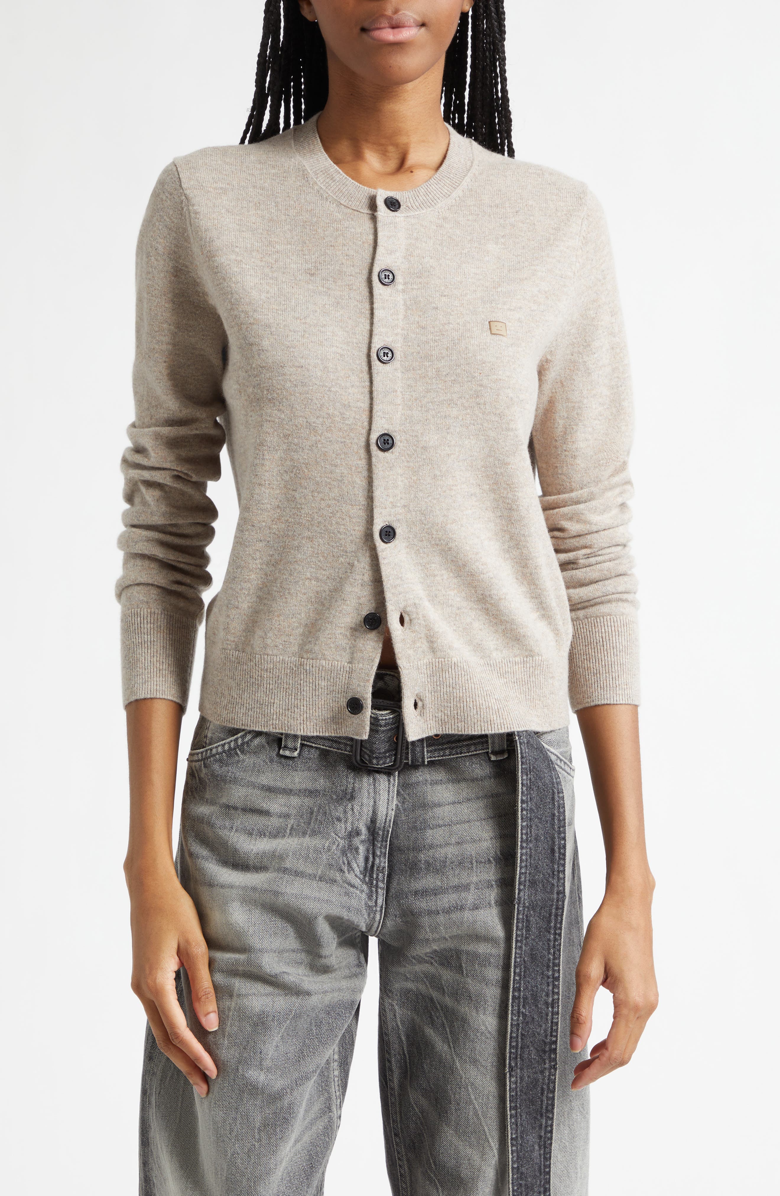 Face Patch Wool & Yak Hair Cardigan