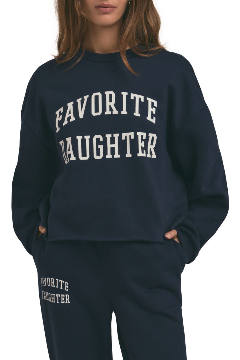 Cropped Collegiate Sweatshirt, Main, color, NAVY/WHITE