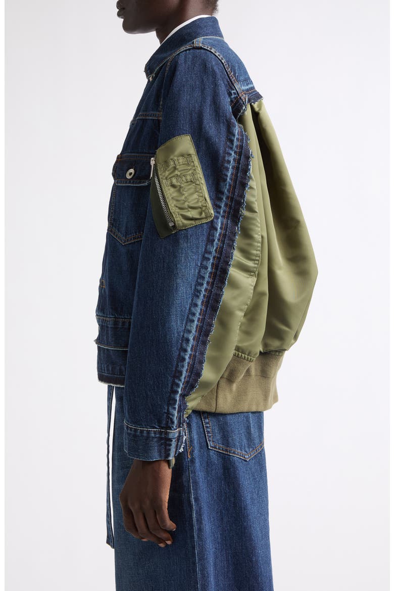 Denim & Nylon Twill Jacket, Alternate, color, BLUE