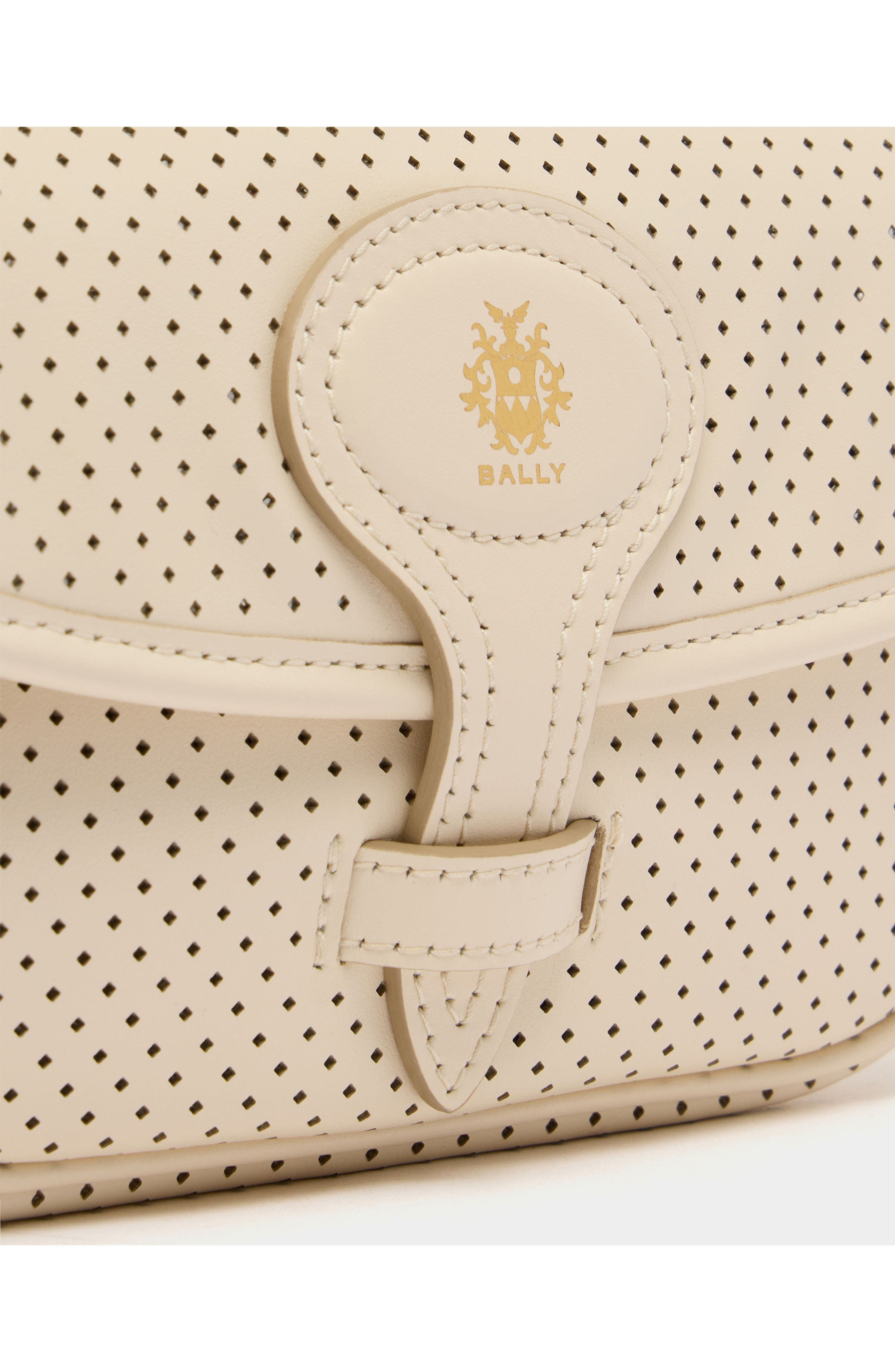 Bally Beckett Minibag in Perforated Leather, Alternate, color, White