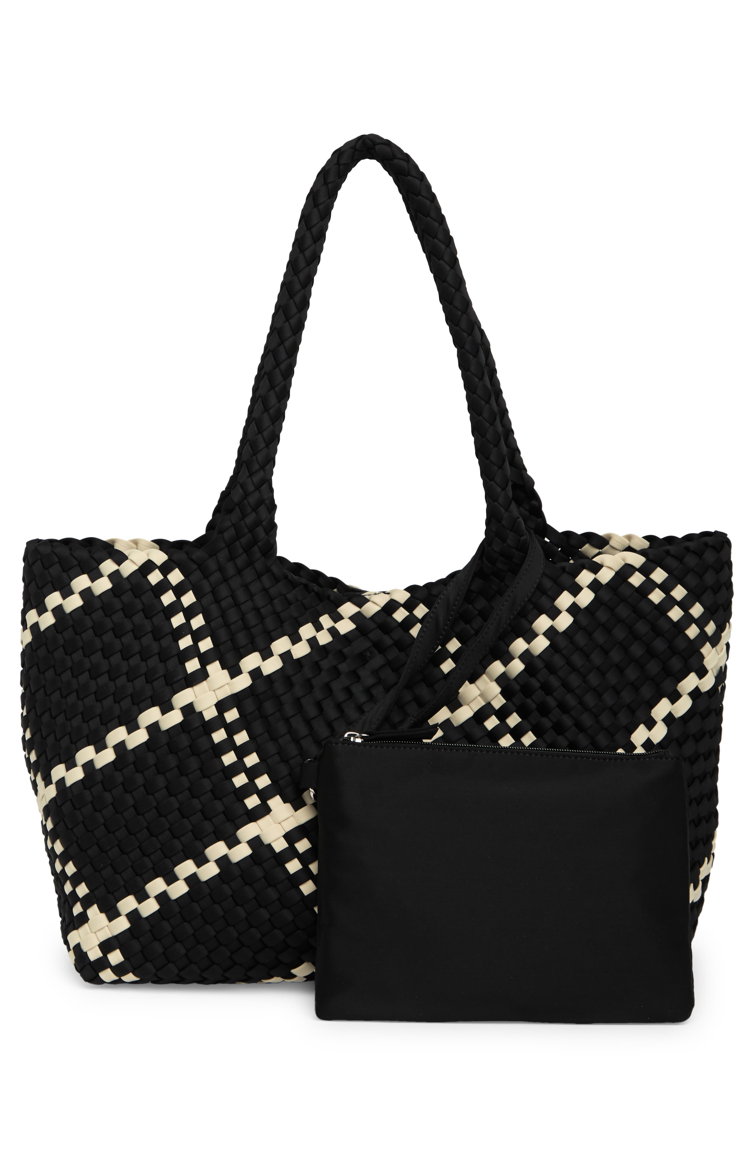 BCBG Woven Large Tote Bag & Pouch Set, Alternate, color, 