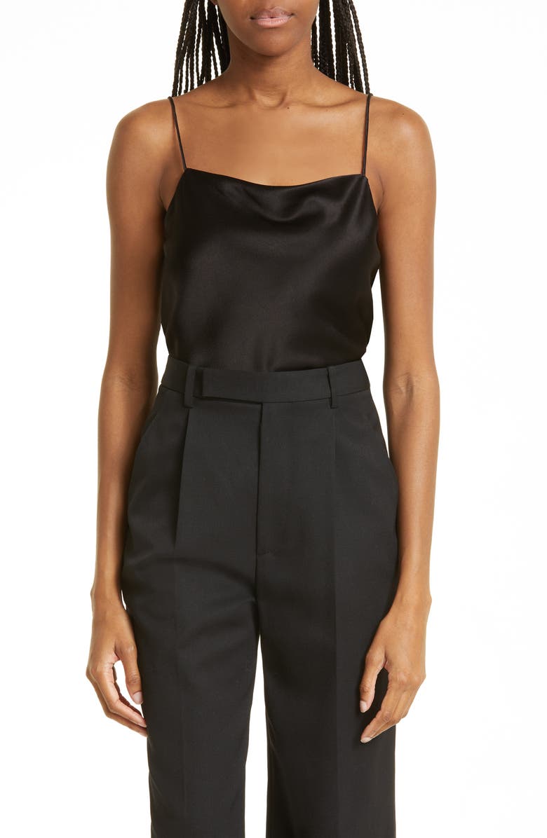 Alice + Olivia Harmony Satin Camisole, Main, color, Black